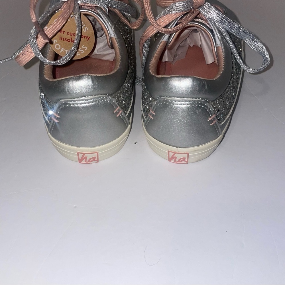 Hanna Anderson Elvira Pink and Silver Glitter Sneakers Size 2 EUC - Picture 4 of 7